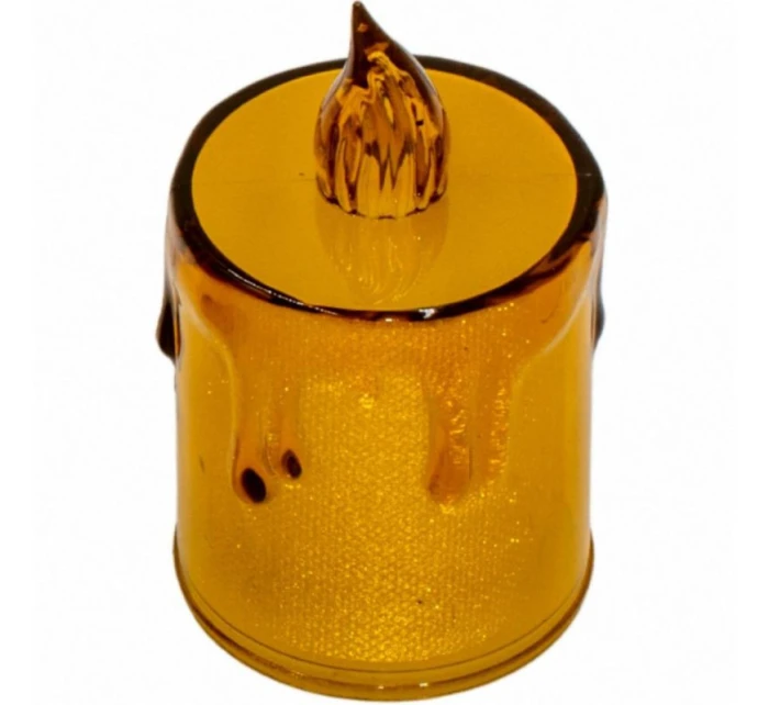 DEKORATÍVNA SVIEČKA 8 CM JANTÁROVÁ TEPLÁ BIELA 1 LED