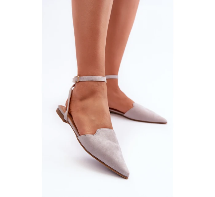 Wiązane Baleriny Eko Zamszowe Z Noskami W Szpic Szare Ellesara Wiązane Baleriny Eko Zamszowe Z Noskami W Szpic Szare Ellesara