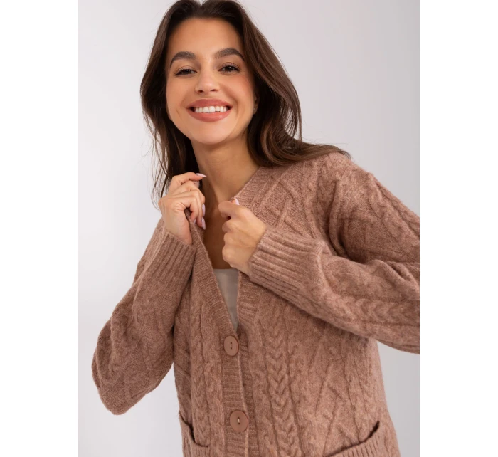 Sweter AT SW model 18970047 jasny brązowy - FPrice Sweter AT SW model 18970047 jasny brązowy - FPrice