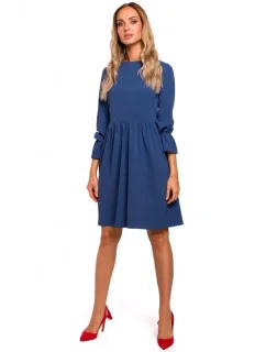 Dámske šaty s raglánovými rukávmi M465 modré - MOE