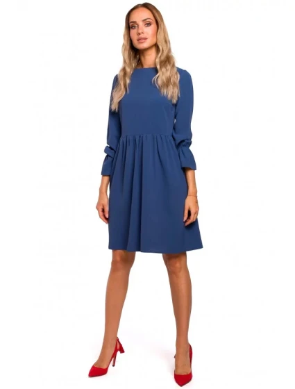 Dámske šaty s raglánovými rukávmi M465 modré - MOE