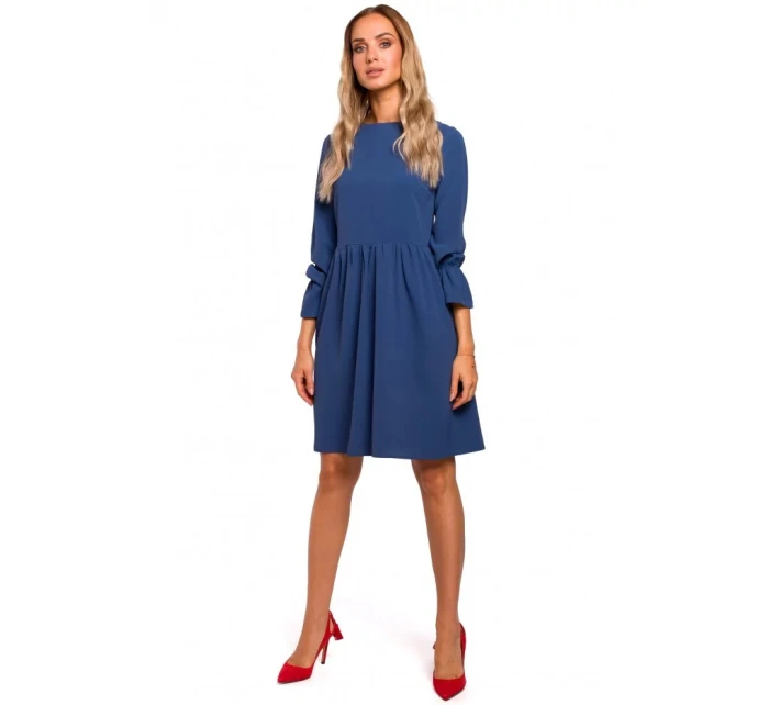 Dámske šaty s raglánovými rukávmi M465 modré - MOE
