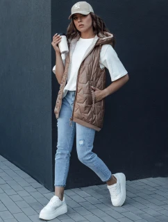 Dámska prešívaná vesta s kapucňou COLINE zlatá FashionStreet TY4461