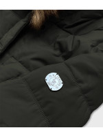 Dámska zimná bunda parka v army farbe s kožušinovou podšívkou (M-21013)