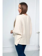 Mušelínová blúzka s vyhrnutými rukávmi svetlo béžová
