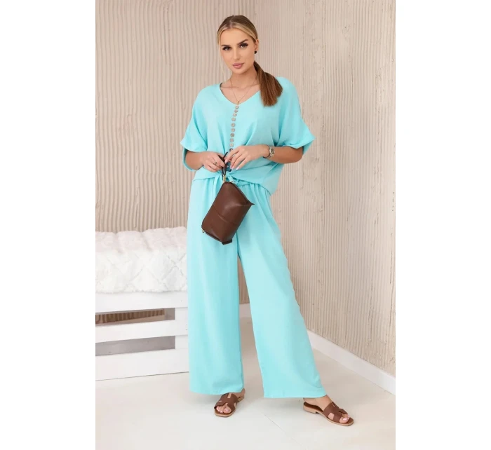 Souprava halenky a kalhot světlá máta Souprava halenky a kalhot světlá máta