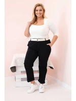 Dámské kalhoty Punto Milano Winter Plus Size s páskem černé