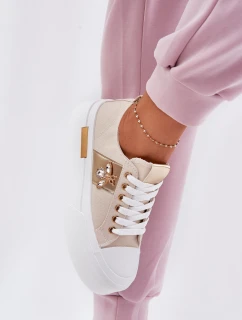 Trampki Damskie Na Platformie Z Ozdobnym Detalem Beżowe Annisae