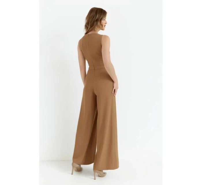 K184 Kombinéza so širokými nohavicami - béžová