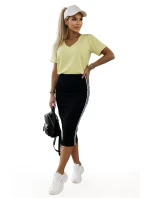 665-1 Dámska bavlnená blúzka s krátkym výstrihom do V - maslovo žltá