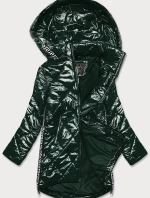 Ľahká zelená lesklá dámska bunda s lemovkami (LD7258BIG)