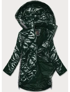 Ľahká zelená lesklá dámska bunda s lemovkami (LD7258BIG)