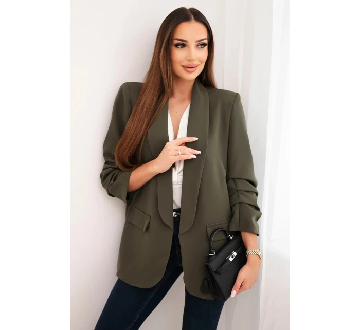 Bunda s klopou elegantní khaki