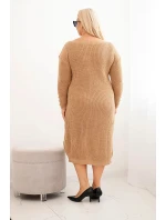 Dámské pletené šaty Plus Size s model 21393354 v barvě camel - K-Fashion