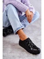 Modne Lakierowane Trampki Big Star KK274044 Czarne