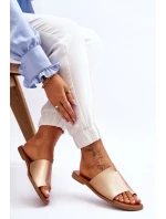 Dámské kožené žabky zlato model 21613216 - EVENTO