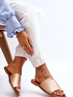 Dámské kožené žabky zlato model 21613216 - EVENTO