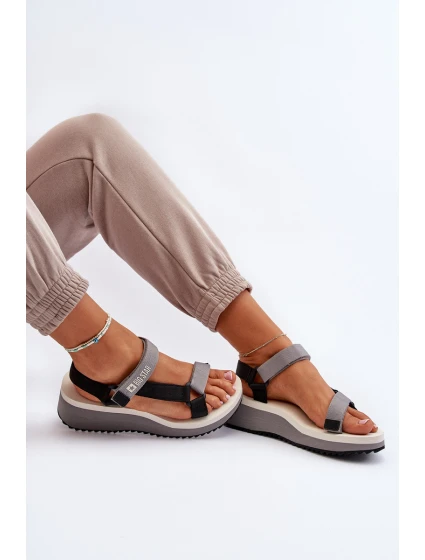 Sandały Damskie Na Platformie I Koturnie Big Star NN274A054 Szare Sandały Damskie Na Platformie I Koturnie Big Star NN274A054 Szare