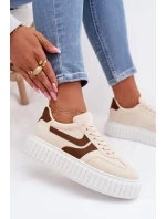 Dámské tenisky na platformě s eko béžové model 21997803 - Boto