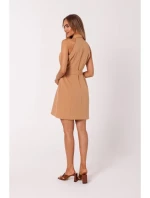 M747 Blejzrové šaty so zaväzovaním v páse - karamelové