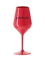 POHODINDA - červený nerozbitný pohár na víno 470 ml