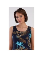 Dámska nočná košeľa Tropicana Dark Blue Pattern - Vienetta Dámska nočná košeľa Tropicana Dark Blue Pattern - Vienetta