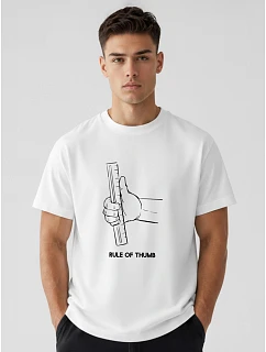 Pánske bavlnené tričko nadrozmernej veľkosti s bielou grafikou FashionStreet NX1006R