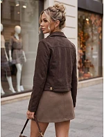 Dámska semišová bunda na patentky, tmavohnedá, FashionStreet TY5881 Dámska semišová bunda na patentky, tmavohnedá, FashionStreet TY5881