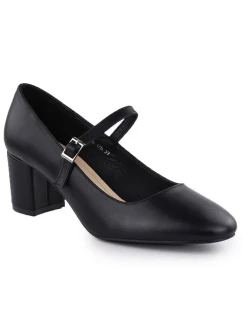 Černé lodičky Sergio na nízkém podpatku s páskem model 21906146 - LEONE