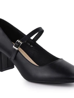 Černé lodičky Sergio na nízkém podpatku s páskem model 21906146 - LEONE