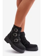 Ocieplane Botki Damskie Ze Zdobieniem Czarne Ciascia Ocieplane Botki Damskie Ze Zdobieniem Czarne Ciascia