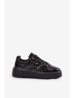 Lakierowane Sneakersy Damskie Na Platformie Lee Cooper LCJ-25-09-3870 Czarne