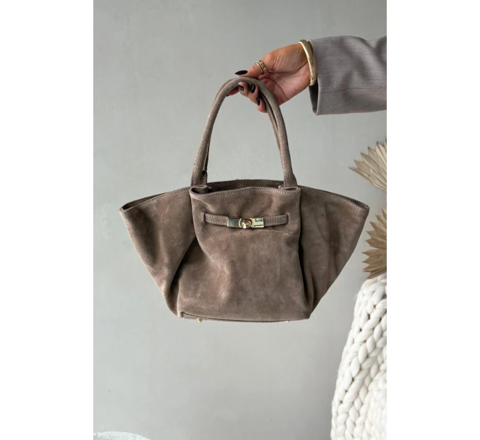 Kožená semišová kabelka béžová Orselle Kožená semišová kabelka béžová Orselle