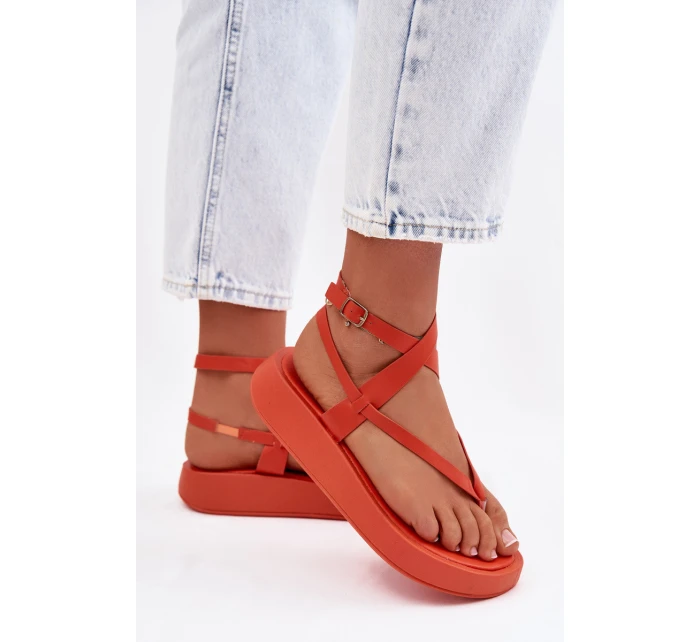 Dámské žabky na platformě oranžové Gelira