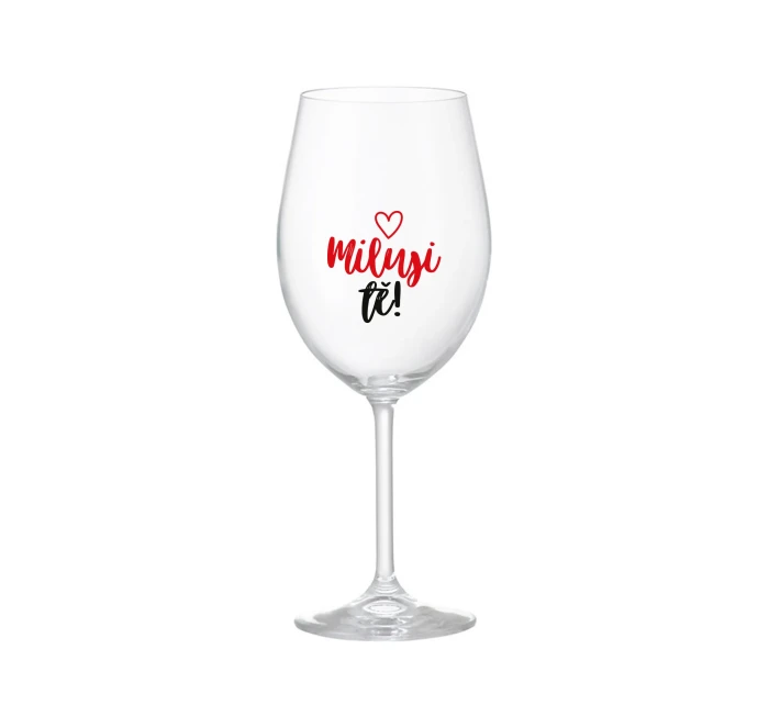 MILUJI TĚ! (SRDÍČKO) - čirá sklenice na víno 350 ml