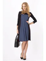 Dámske šaty voľný strih 3/4 rukáv vhodné aj pre tehotné stredne dlhé grafitové - Čierna - Beyo