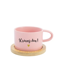 KRÁSNY DEŇ! - ružový hrnček s makrónkou 200 ml