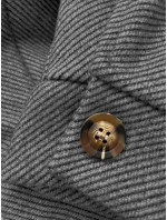 Voľná rebrovaná bunda s golierom sivá (244003)