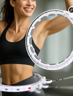 HULA HOP S MASÉROM, ZÁVAŽIAMI A POČÍTADLOM WHITE-GREY ENERO FIT