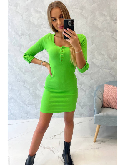 Šaty s gombíkovým výstrihom svetlo zelené