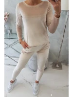 Velúrová súprava so zadným popruhom béžová Velúrová súprava so zadným popruhom béžová