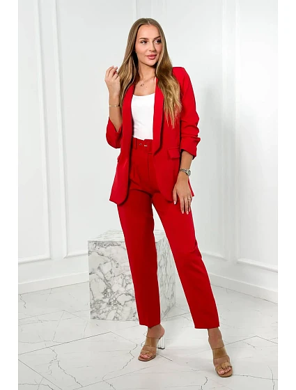 Elegantní souprava saka a kalhot červený Elegantní souprava saka a kalhot červený