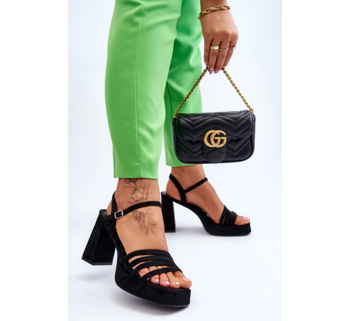 Dámské semišové sandály na platformě Černé model 21613994 - Boto