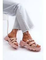 Pachnące Klapki Damskie Na Niskim Obcasie ZAXY NN285044 Jasnoróżowe