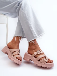 Dámské Pantofle Na Nízkém Podpatku  Růžové model 21661812 - Zaxy