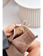 Semišové Dámské Kotníkové Boty Na Platformě A Klínu Zateplené Béžové model 21673811 - Zazoo