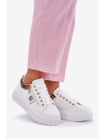 Buty Sportowe Damskie Na Platformie Z Eko Skóry Panterka Białe Velionna Buty Sportowe Damskie Na Platformie Z Eko Skóry Panterka Białe Velionna