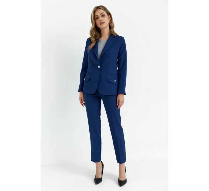 K141 Sako s dvojitým vreckom a klopou - tmavomodré