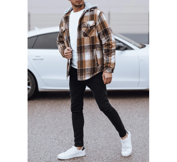 FashionStreet béžová pánska bunda s kapucňou TX4960 FashionStreet béžová pánska bunda s kapucňou TX4960