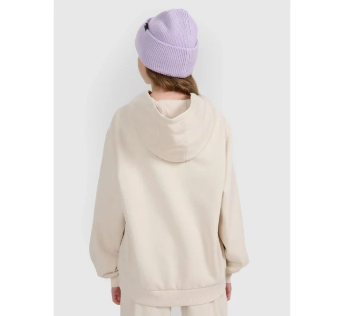 Dievčenská mikina bez prúžkov s kapucňou 4F 4FJRAW25TSWSF2294-11S